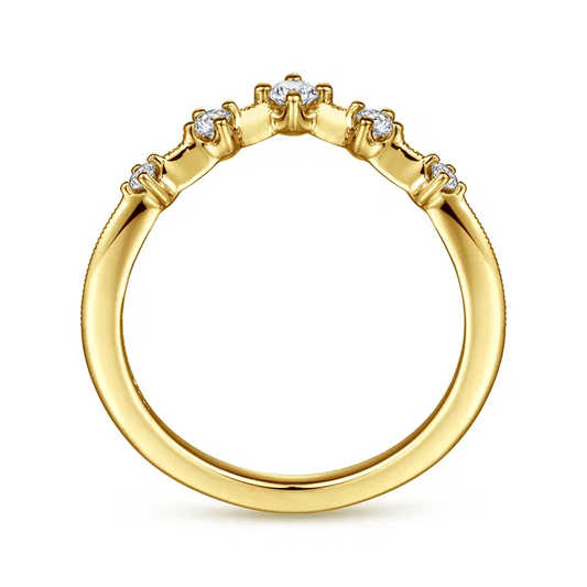 14K Yellow Gold Curved Diamond Anniversary Band