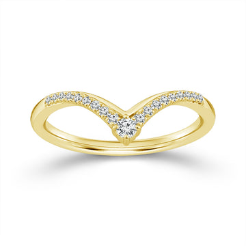 14K Yellow Gold 1/8ctw Round and Pave Diamond Ring Wrap