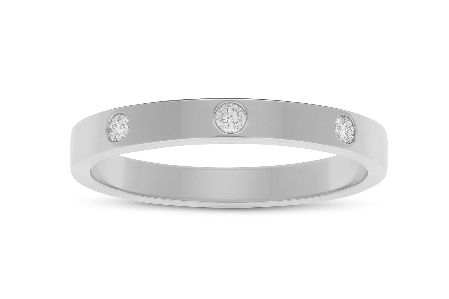 14K White Gold Five Diamond Flat Band