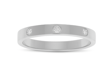 14K White Gold Five Diamond Flat Band