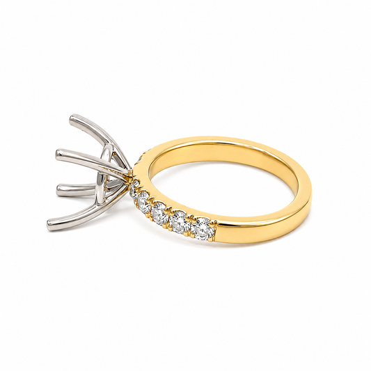 14K Yellow Gold .60ctw Diamond Semi Mount Engagement Ring