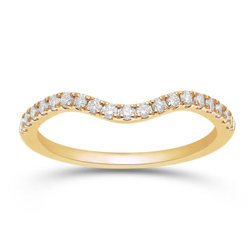 14K Yellow Gold Pave Diamond Contour Band