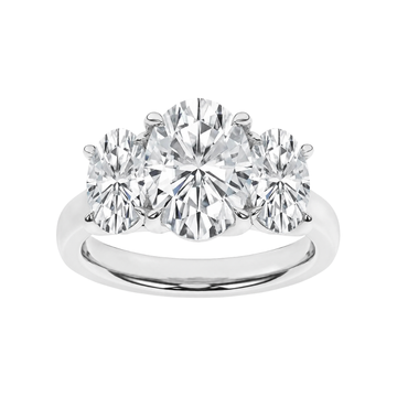 14K White Gold Lab Grown 5.0 ctw Three Stone Oval Engagement Ring