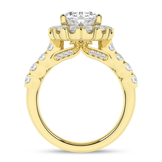 14K White Gold Lab Grown 3.01ctw Oval Diamond Halo Engagement Ring