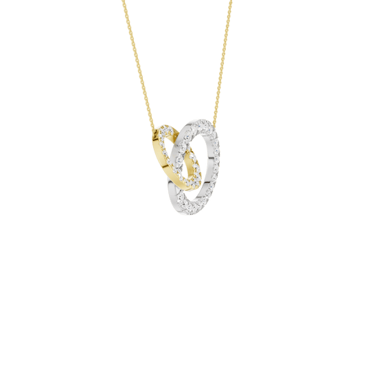 14K Two Tone Lab Grown Diamond Linked Circle Necklace