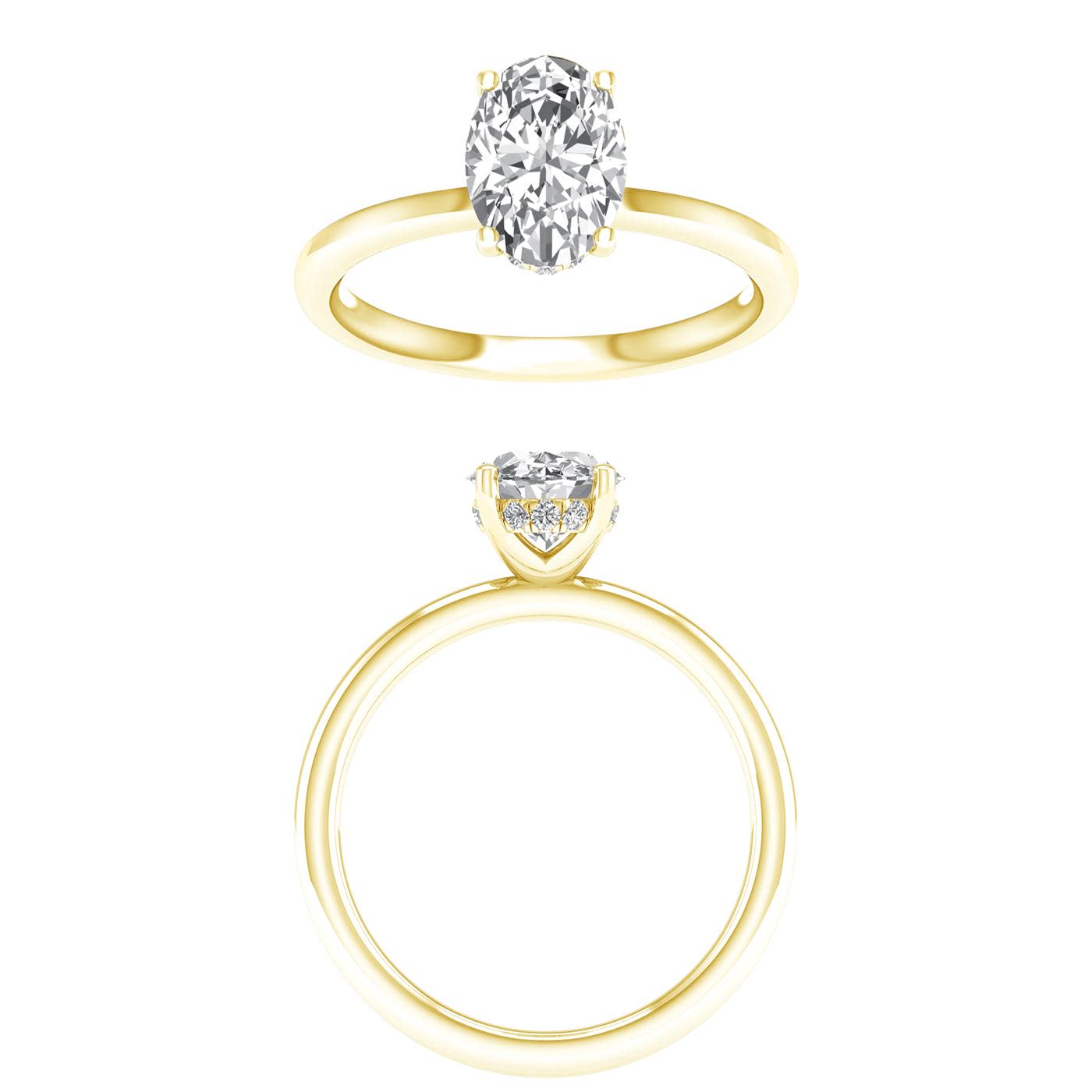 14K Yellow Gold Lab Grown 2.60ctw Oval Diamond Halo Engagement Ring