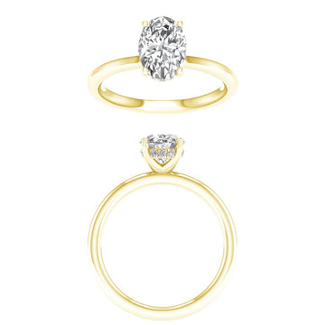14K Yellow Gold Lab Grown 2.60ctw Oval Diamond Halo Engagement Ring