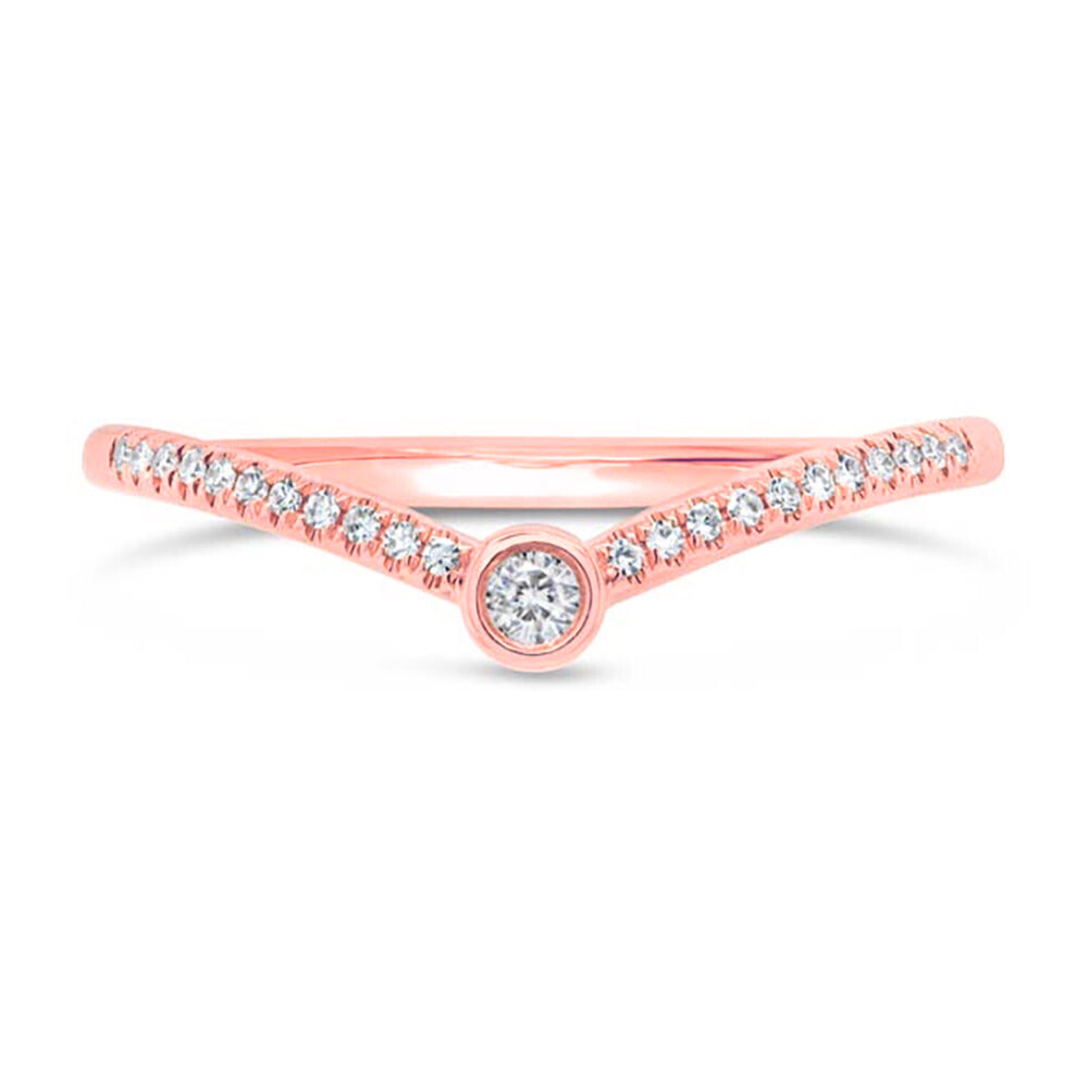 14k Rose Gold Diamond V Band