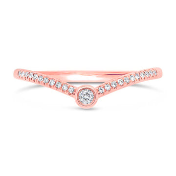 14k Rose Gold Diamond V Band