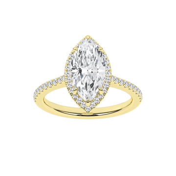 14K Yellow Gold Lab Grown 2.38CTW Marquise Halo Engagement Ring