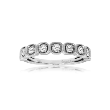 14K White Gold Illusion Bezel Set Diamond Wedding Band