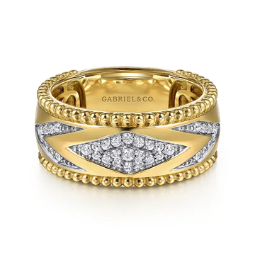14K Yellow Gold Bujukan Diamond Wide Band Ring