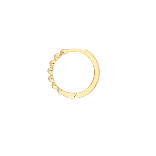 14K Yellow Gold Petite Beaded Huggies