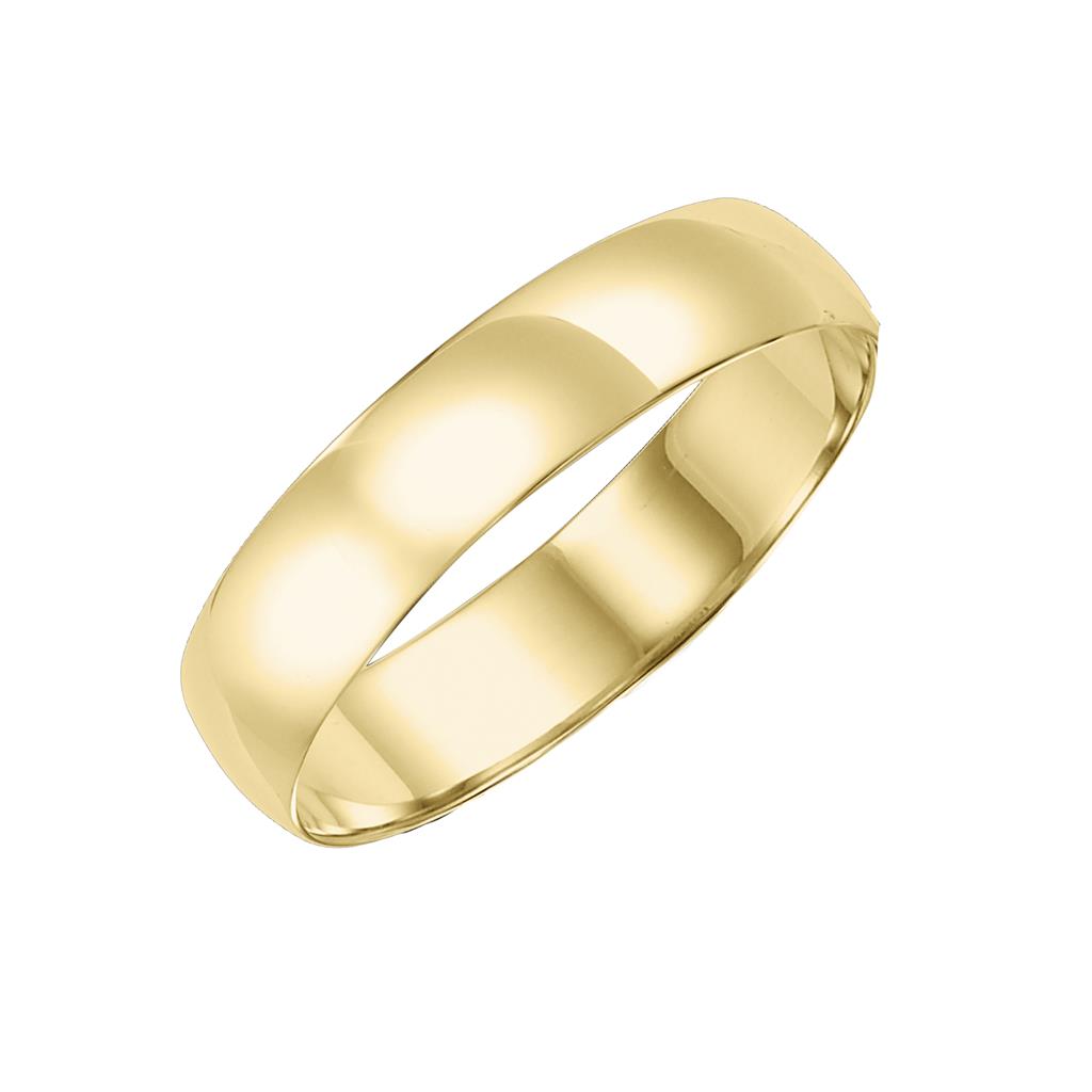 14K Yellow Gold 5mm Low Dome Comfort Fit Polished Wedding Band – Size 12