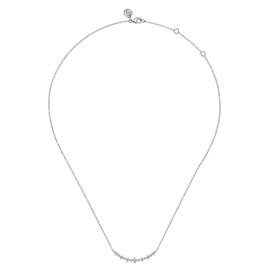 14K White Gold Diamond Bar Necklace