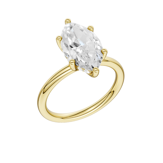 14K Yellow Gold Lab Grown 2.63ctw Marquise Diamond Engagement Ring with Hidden Halo
