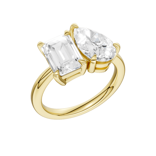 14K Yellow Gold Toi Et Moi Lab Grown Diamond Ring