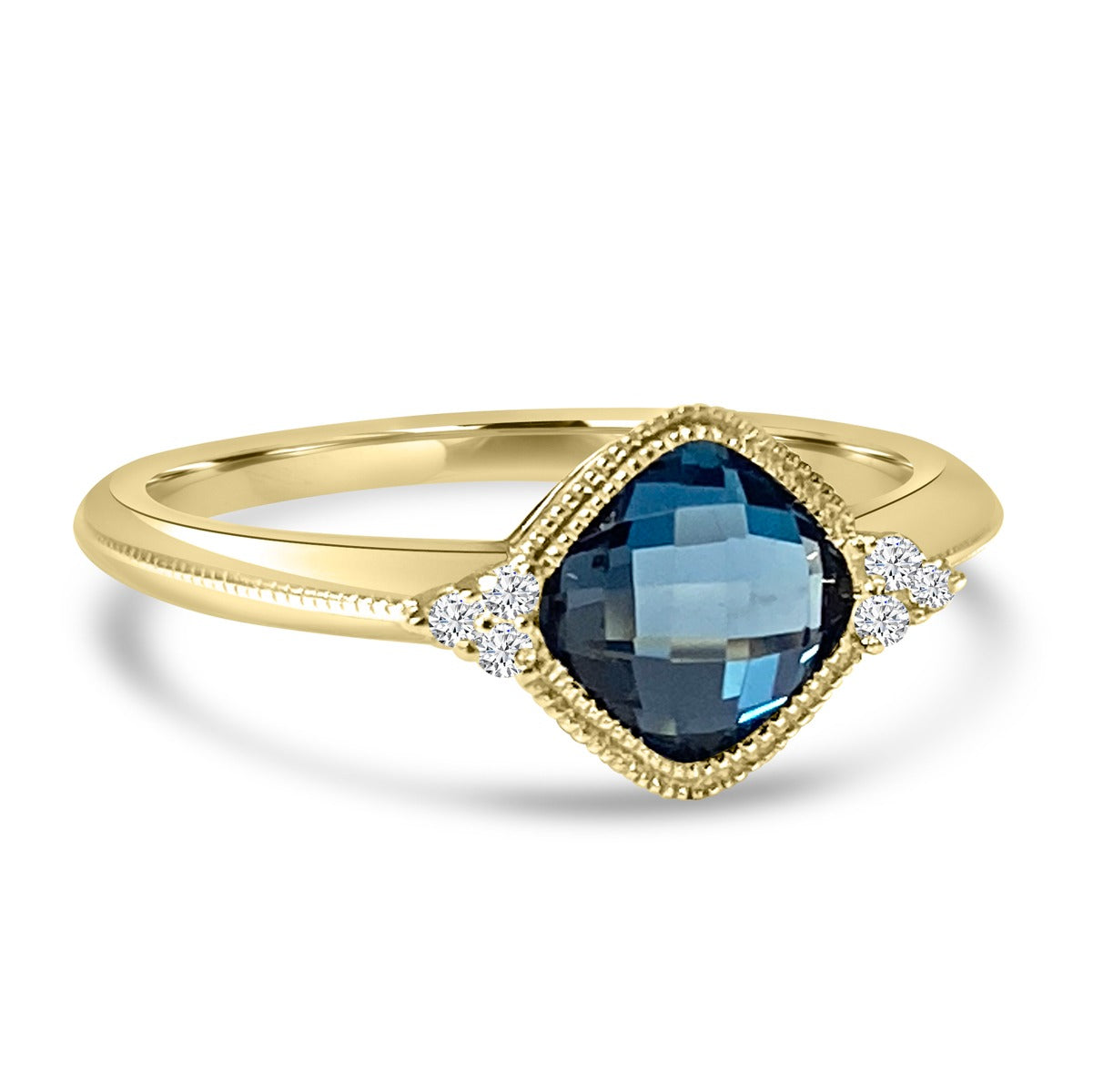 14K Yellow Gold Bezel Set London Blue Topaz Ring