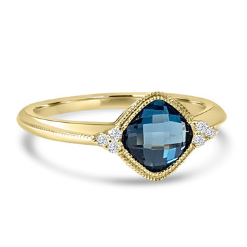 14K Yellow Gold Bezel Set London Blue Topaz Ring