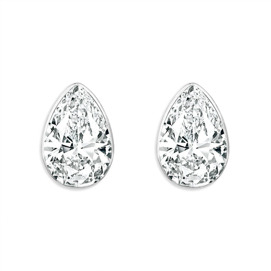 14K White Gold 1.50ctw Lab Grown Pear Diamond SkySet Martini Stud Earrings