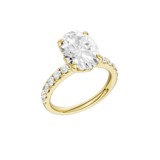 14K Yellow Gold Lab Grown 3.57ctw Oval Diamond Engagement Ring