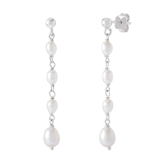 SS (ER)WHITE FRW. PEARL/NUGGET BEAD DROP EARRINGS