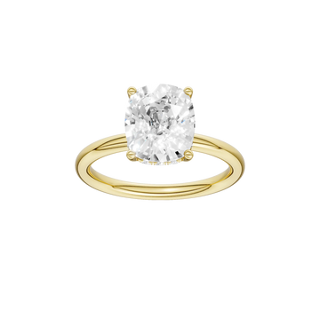 14K Yellow Gold Lab Grown 2.59ctw Elongated Cushion Diamond Hidden Halo Engagement Ring
