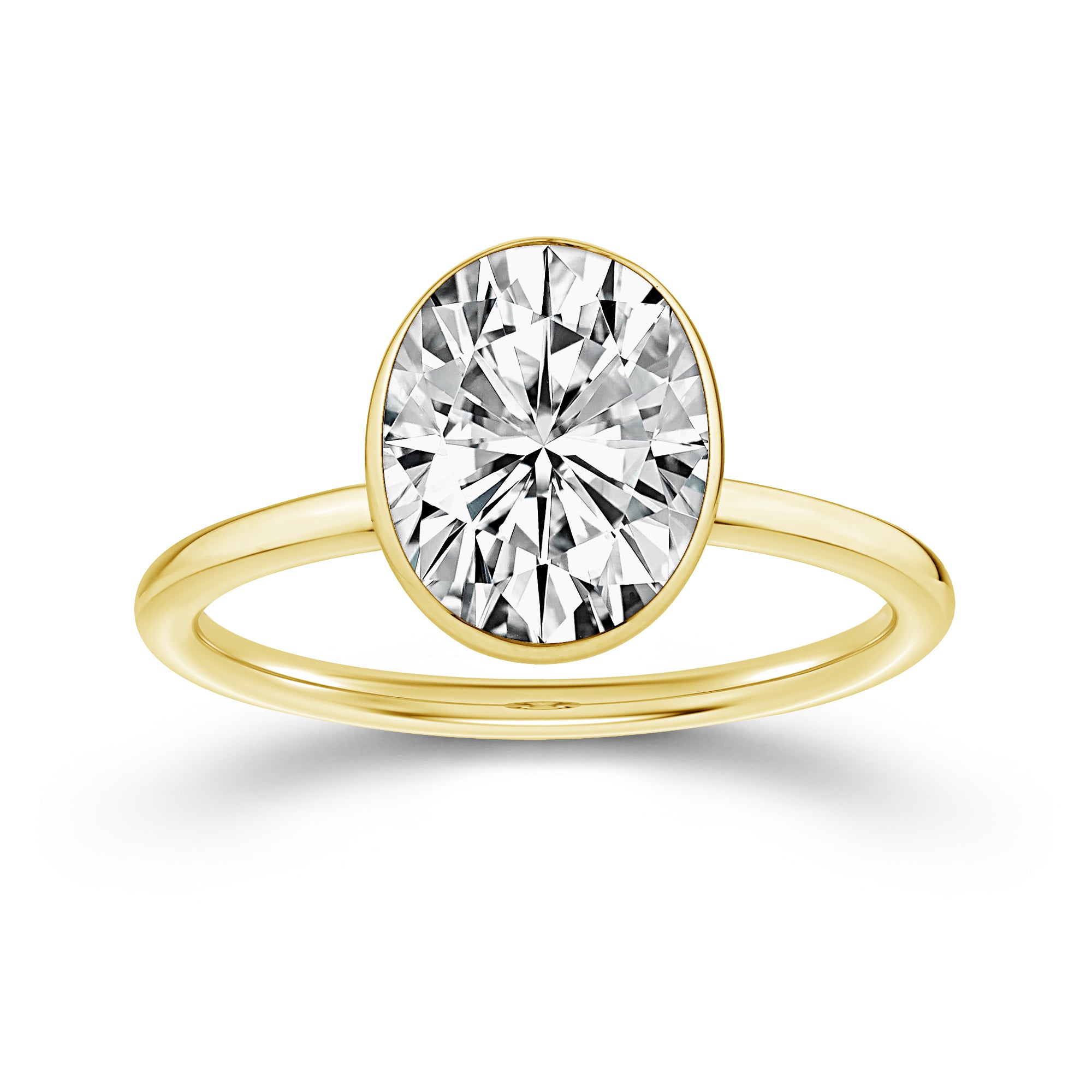 14K Yellow Gold Lab Grown 2.00 CT Oval Diamond Solitiaire Skyset Ring