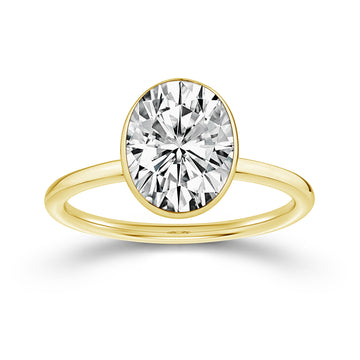 14K Yellow Gold Lab Grown 2.00 CT Oval Diamond Solitiaire Skyset Ring
