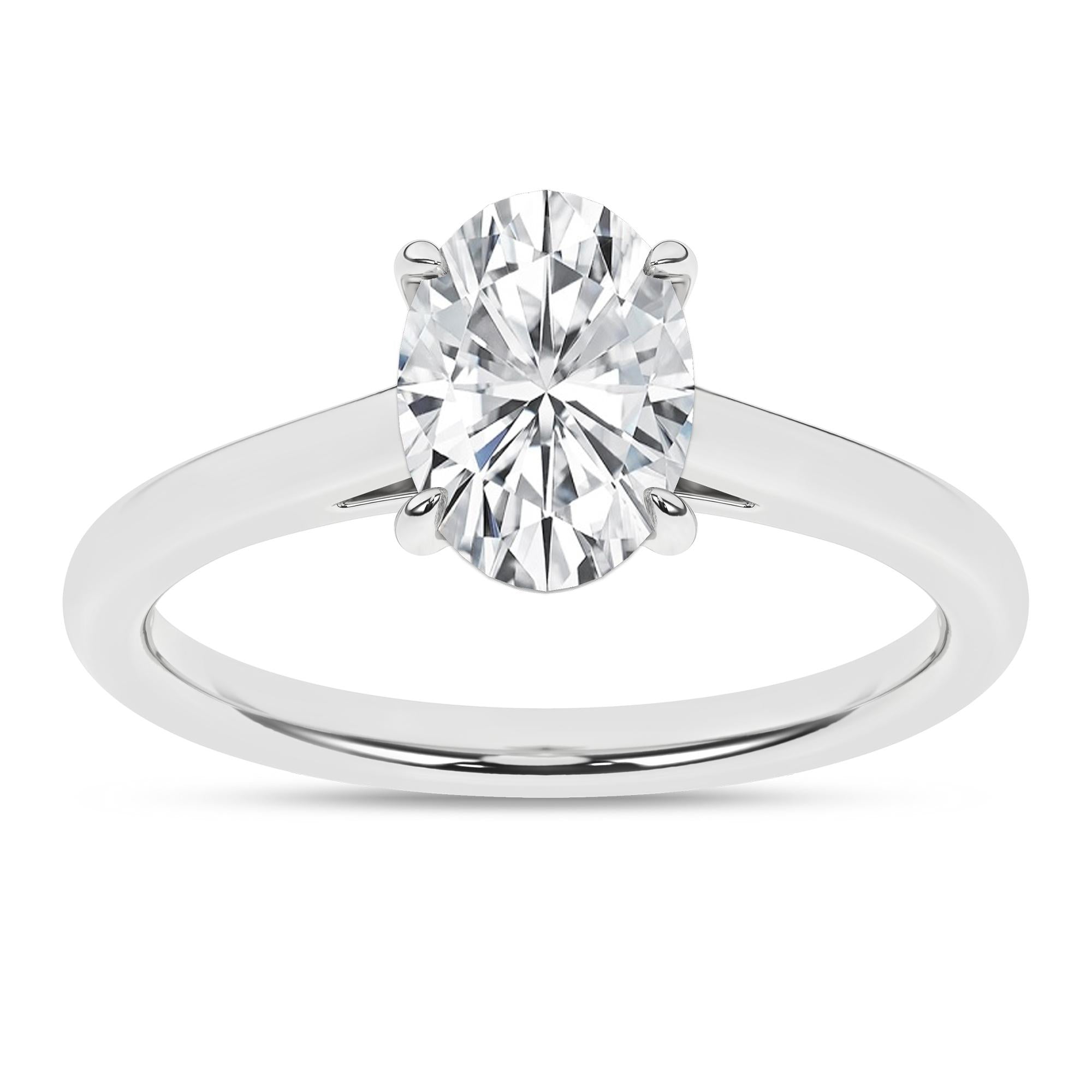 14K White Gold Lab Grown 1.58ct Oval Diamond Solitaire Engagement Ring