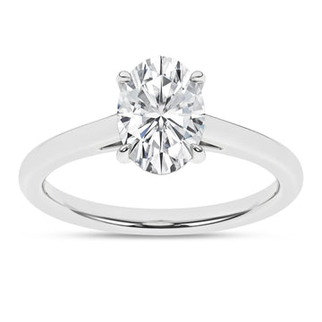 14K White Gold Lab Grown 1.58ct Oval Diamond Solitaire Engagement Ring
