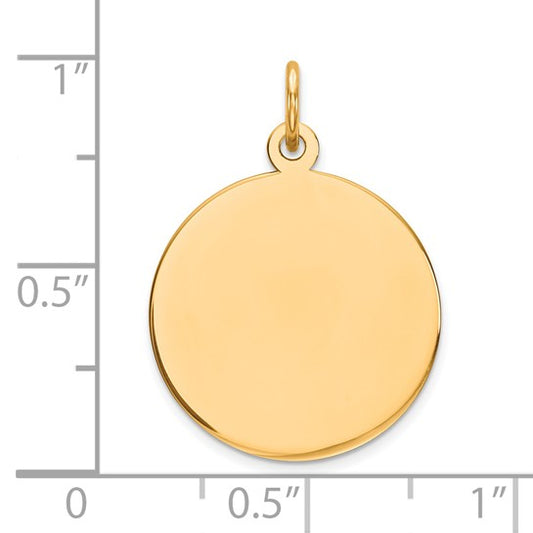 14K Yellow Gold Engravable Round Disc Charm