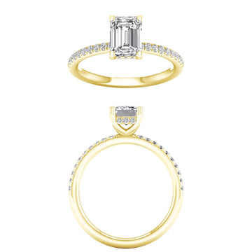 14K Yellow Gold Lab Grown 2.80ctw Emerald Diamond Engagement Ring