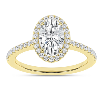14K Yellow Gold Lab Grown 1.76ctw Oval Diamond Halo Engagement Ring