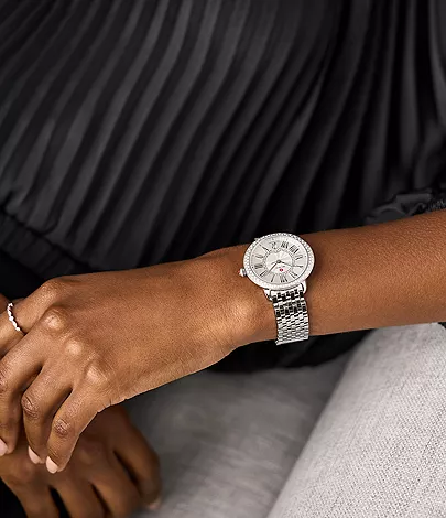 Michele Serein Mid Stainless Steel Diamond Watch display picture 2