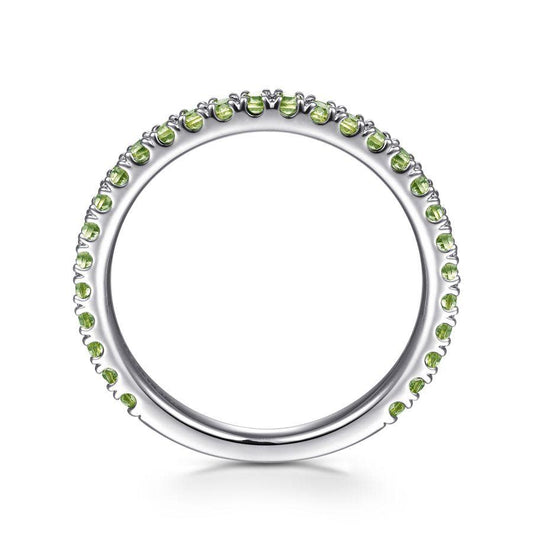 14K White Gold Peridot Stackable Ring