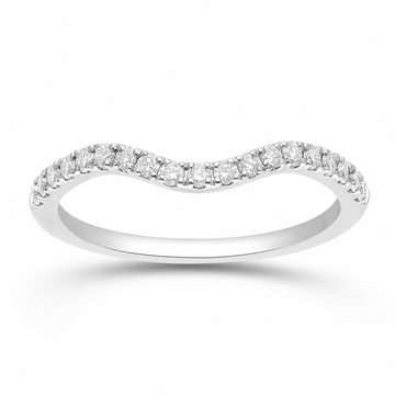 14K White Gold Pave Diamond Contour Band