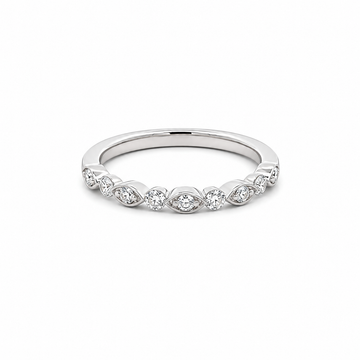 14K White Gold Pave Diamond Segmented Stackable Band