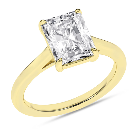 14K Yellow Gold 3.01 ct Lab Grown Radiant Diamond Solitaire Engagement Ring