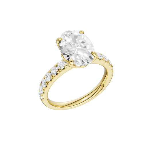 14K Yellow Gold Lab Grown 3.10ctw Oval Diamond Engagement Ring