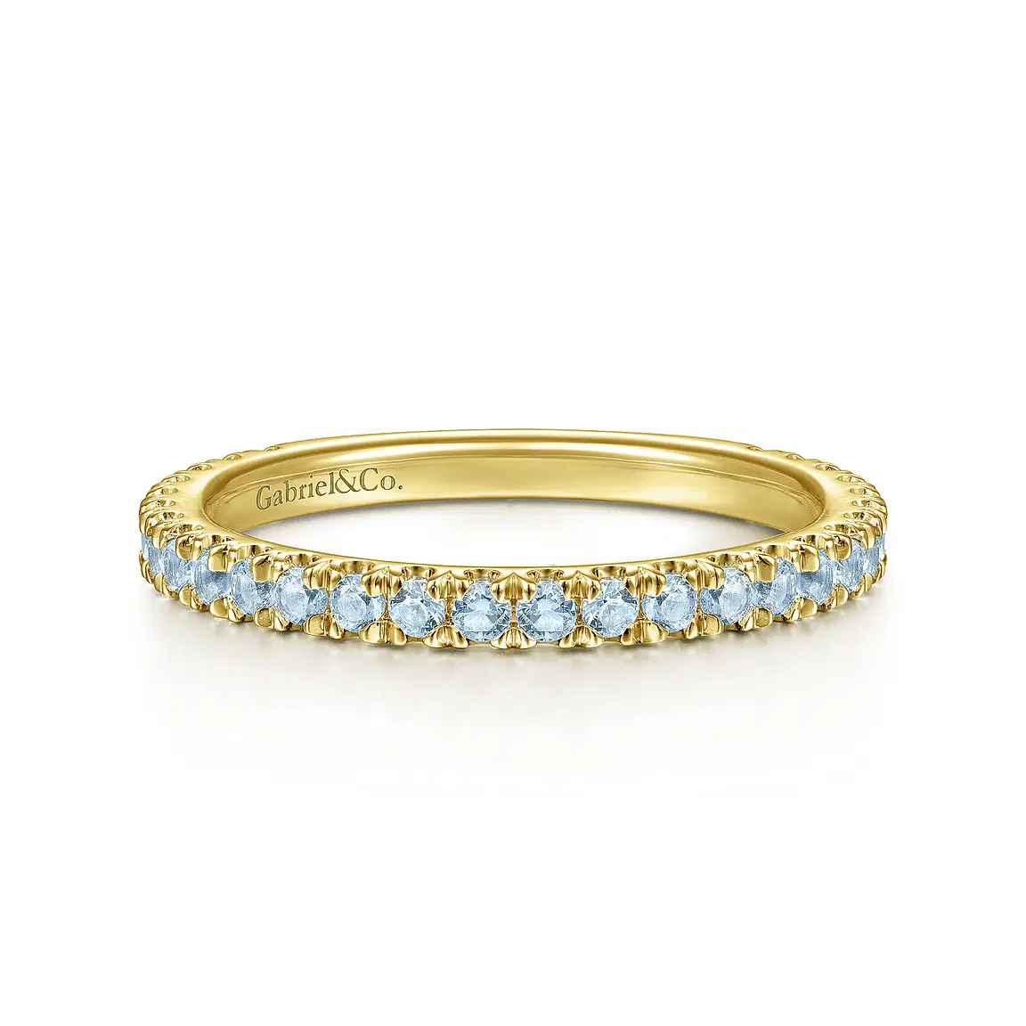 14K Yellow Gold Blue Topaz Stackable Ring