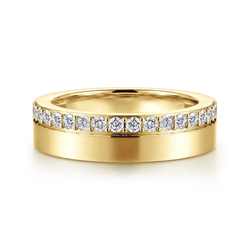 14K Yellow Gold 5mm Diamond Anniversary Cigar Band