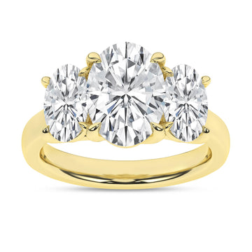 14K Yellow Gold Lab Grown 5.08ctw Three Stone Oval Engagement Ring