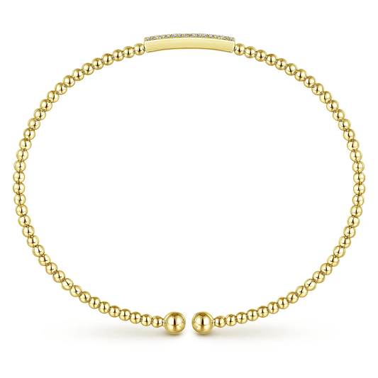 14K Yellow Gold Bujukan Bead Bangle with Diamonds