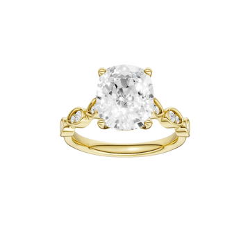14K Yellow Gold Lab Grown 3.15ctw Elongated Cushion Diamond Engagement Ring with Trellis Shank