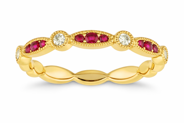 14K Gold Ruby & Diamond Vintage Stackable Ring
