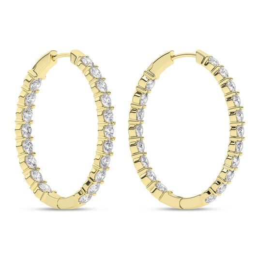 14K Yellow Gold Lab Grown Diamond Inside Out Hoop Earrings