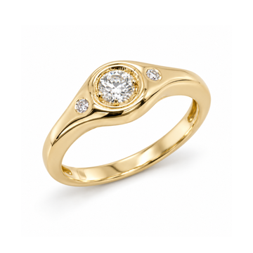 14K Yellow Gold Round Diamond Fashion Ring