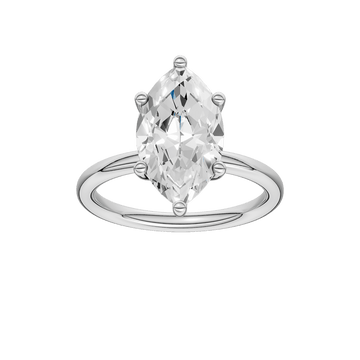 14K White Gold Lab Grown 2.61ctw Marquise Diamond Engagement Ring with Hidden Halo