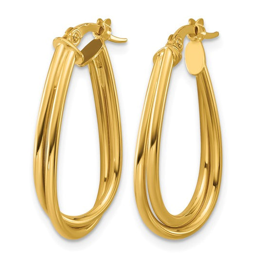 10K Yellow Gold Twist Teardrop Hoop Earrings